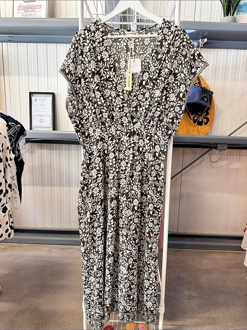 Max Studio Floral Maxi Dress in Brown & White